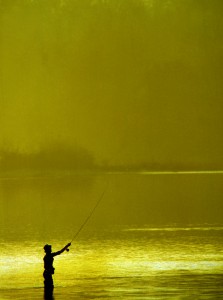 Fly Fisherman - Sunrise at sunset